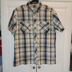 Kuhl Mountains Suncel Spion Sun Fusion Short Sleeve Plaid Shirt Size Large